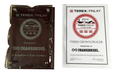 TransDiesel awarded Terex Finlay 3 Crown Award